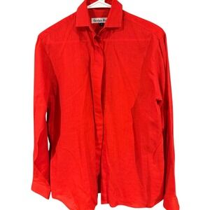 Vibrant High End Boutique Brand Grethen Haus Ladie's Sz 4 Red Button-Up Shirt